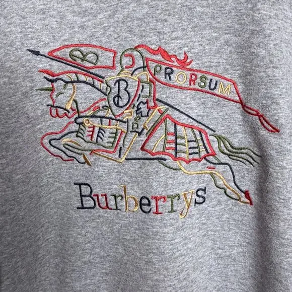 Burberry London Burberrys Prosum EKD Equestrian Men's Large Gray Sweatshirt - Picture 3 of 6